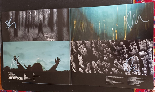 ARCHITECTS THE SKY THE EARTH AND ALL BETWEEN SIGNED RED LP.. OBTAINED IN PERSON