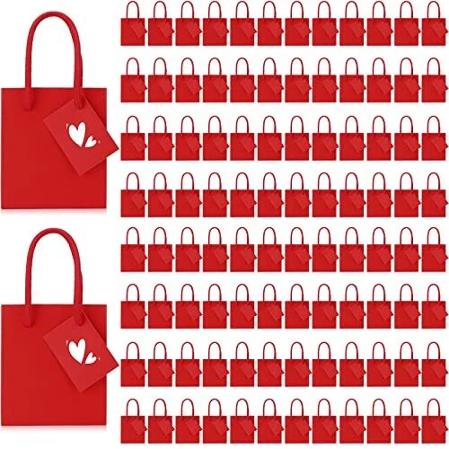 100 Pack Mini Gift Bags Bulk 4 x 2.75 x 4.5 Inches Paper Bags