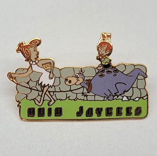 ⭐️ Jaycees Ohio Wilma Pebbles Dino Flintstone Hat Lapel Jacket Pin Pinback