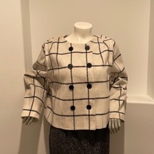 Eloquii Plus Size Double Breasted Cropped Jacket White/black Size 24