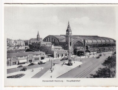 ancient postcard Hanseatic city of Hamburg main station // 79