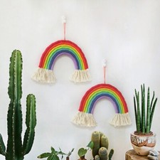 Süß Regenbogen Wandteppich Handgewebt Behang Deko Wandkunst Craft Mädchen Heim