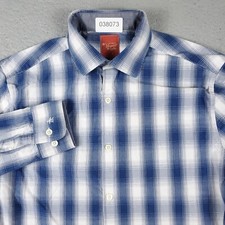 Penguin Shirt Mens Size 15 Blue Plaid Dress Button Up Long Sleeve 