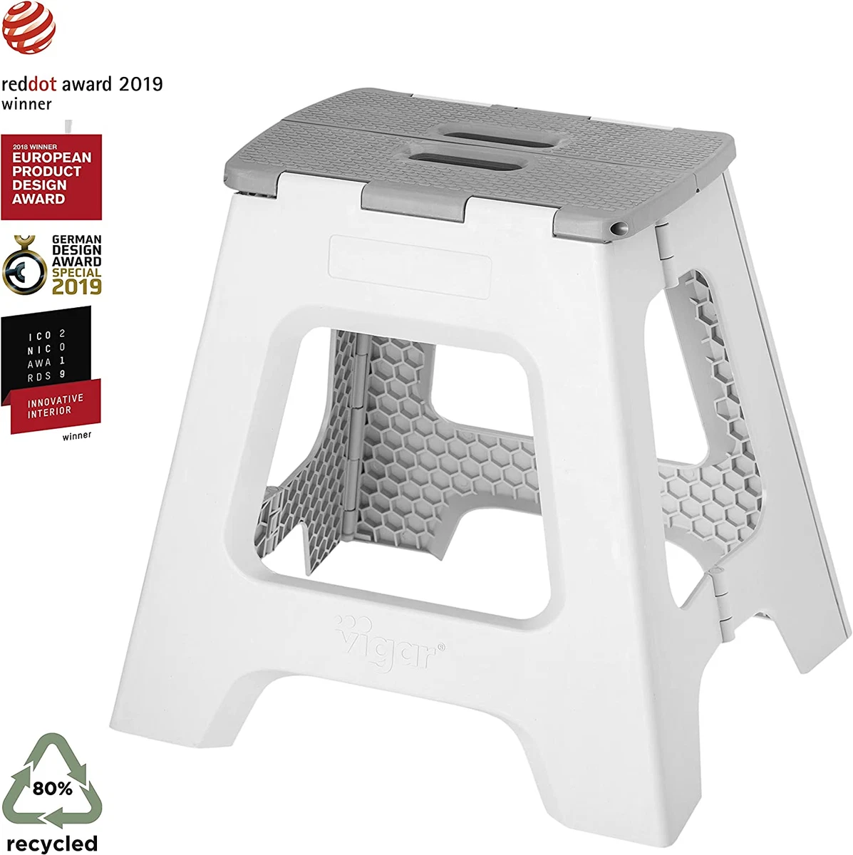 Vigar Compact Foldable Stool 16 Inches Lightweight 330 Pound