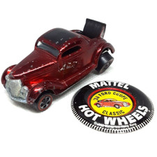 Hot Wheels Redline '36 Ford Coupe 1968 Red Made In USA W/Button