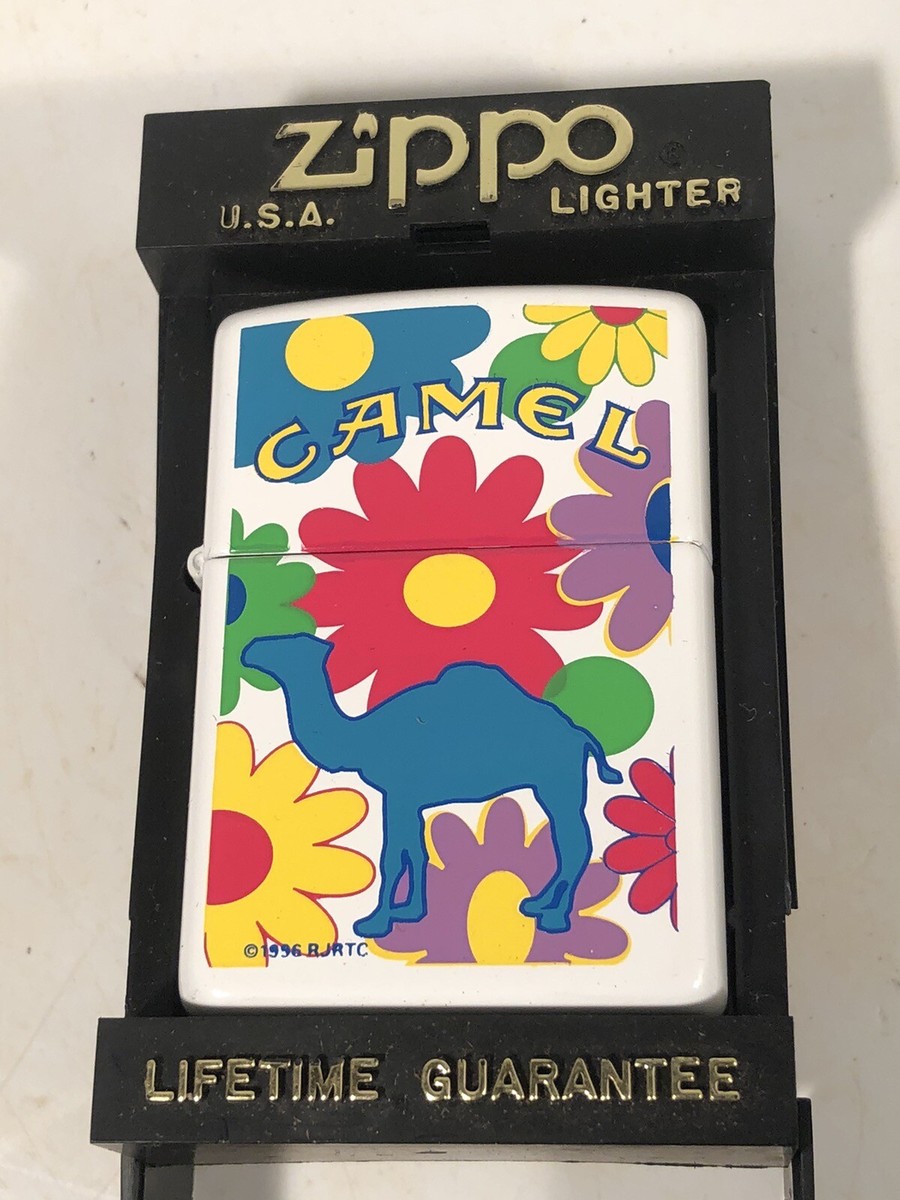 Vintage Zippo Joe Camel Flower Power Lighter In OriginalBox Matte
