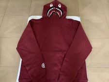 Autentico maglione a bathing ape bape shark felpa con cappuccio bordeaux uomo M nuovo saldo