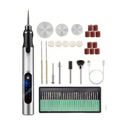 Cordless Electric Engraver Pen mini Drill Grinder Engraving Tool +Saw+Grinding