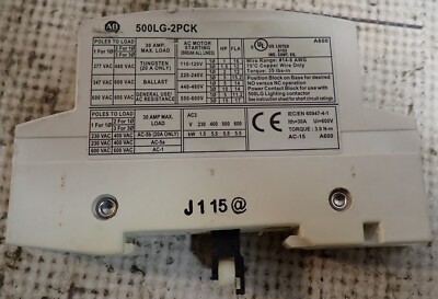 Allen Bradley Pole Conversion Kit 2-Pole N.O. 500LG-2PCK A600 30A 600V