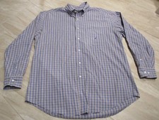 NICE Nautica 100's Two-Ply Cotton Plaid Dress Shirt Blue Gold Men's size XL