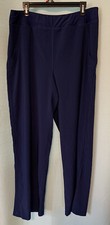 Lands  End Women Pull On Straight Leg Stretch Pants Blue Sz Large 14-16 EUC