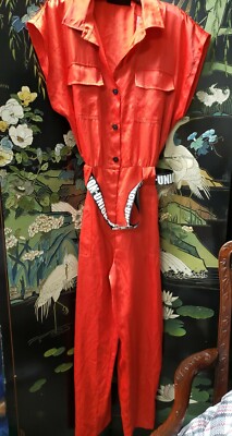 Stunning Gabrielle Union NY&Co Red Jumpsuit Belt silky shinny