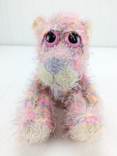Russ Berrie Multicolor Neon Panther Pitt Plush 12" Stuffed Animal Big Eyes Shag