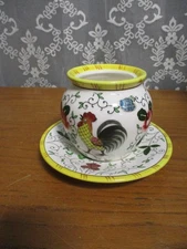 PY UCAGCO Early Provincial Roosters and Roses Sugar Bowl Underplate Japan