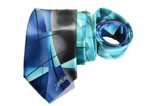 JERRY GARCIA MEN'S TIE BLUE/GEOMETRIC Width: 3.1/8