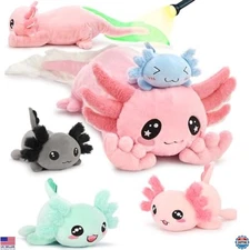 MaoGoLan 5-Piece Glow-in-the-Dark Axolotl Plush Toy Set - Kawaii Gifts for Kids