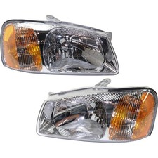 Driver & Passenger Side Headlights For Hyundai Accent 2000-2002 Halogen w/ Bulbs