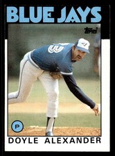 1986 Topps #196 Doyle Alexander Card Toronto Blue Jays