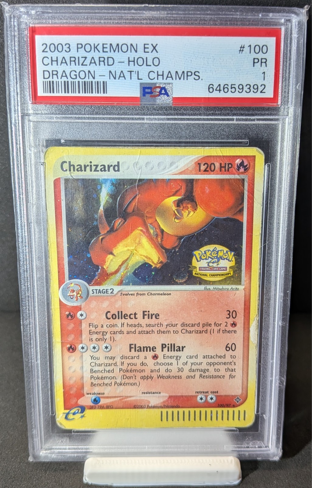 2003 Pokemon EX Dragon #100 Charizard National Championship - PSA 1 POPULATION 1