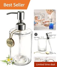 Versatile 16oz Clear Glass Soap Dispenser with Durable Stainless Steel Pump