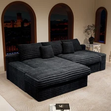 118.1*66.9" Modular Sectional Sofa Seat, Compressed Couch for Living Room, Black