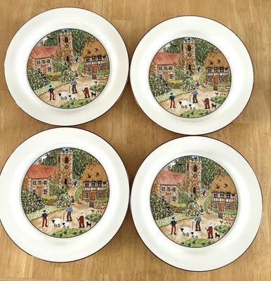 Lenox Chinastone Special Dinner Plates Scenes 10 3/4  Set of 4