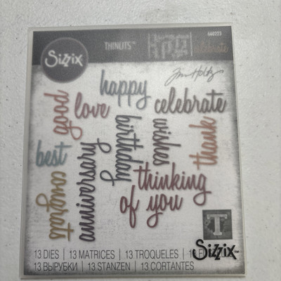 Sizzix Tim Holtz Alterations Celebrate Words Script 13 Thinlits Dies Set 660223