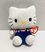 Sanrio TY Hello Kitty Beanie Babies Blue Jumper Plush 6" 2010 paper heart tag