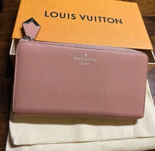 Louis Vuitton Pink Leather Wallet Long Use From Japan