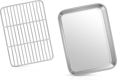 Toaster Oven Baking Pan with Rack Stainless Steel Toaster Oven Pans Tray&Cooling