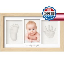 KeaBabies Baby Hand and Footprint Kit Clay Keepsake Frame Ash Wood