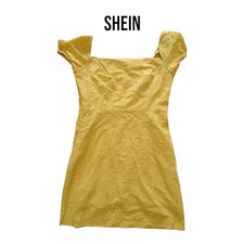 Shein Womens Yellow Off The Shoulder Mini Dress Medium