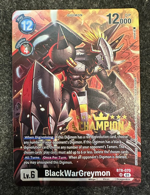 Digimon Card BlackWarGreymon 3-On-3 Champion Foil BT8-070 New Awakening