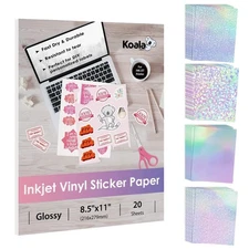Koala Vinyl Sticker Paper for Inkjet Printer - Glossy & Holographic Laminate ...