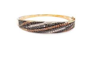 Authentic Gold Plated Sterling Silver 925 Citrine Tourmaline Bangle Bracelet 7"