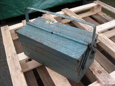 Vintage Ital Metal 3 Tier Cantilever Tool Box Blue Toolbox Carry Caddy Storage