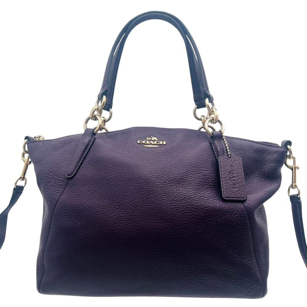 Coach 2Way Tote Bag Leather Purple Authentic G01081122 thumbnail 2