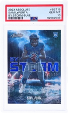 2023 Panini Absolute Sam Laporta By Storm Spectrum Blue /50 PSA 10 Rookie RC