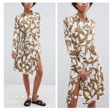 Ganni Wilson Vanilla Ice/ Plantation Button Down Shirt Dress Medium NWT