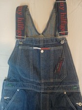 Tommy Hilfiger Overalls MED Blue Denim Carpenter 90s Y2K NEW Wide Leg