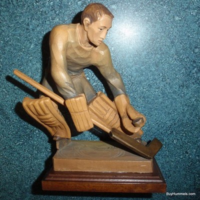''Ice Hockey Goalie'' Anri Wood Carving 6.5'' Figurine #52355 - NHL VERY RARE GIFT!