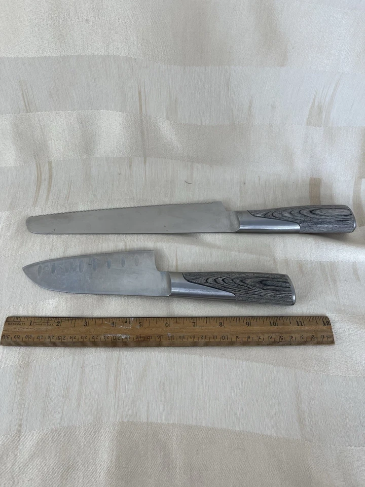 Cuchillo para pan y cuchillo de chef de diseñador IKEA SLITBAR Mårten Cyrén mango de madera gris Foto 2 de 4