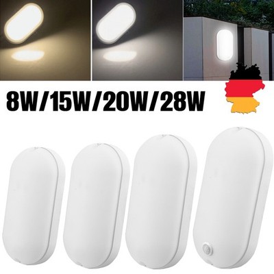 LED Feuchtraumleuchte Ovalleuchte Mit Bewegungsmelder Wandlampe Kellerleuchte DE