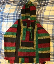 Striped Knit Pullover Hoodie Long Sleeve, From Mexico, size Medium