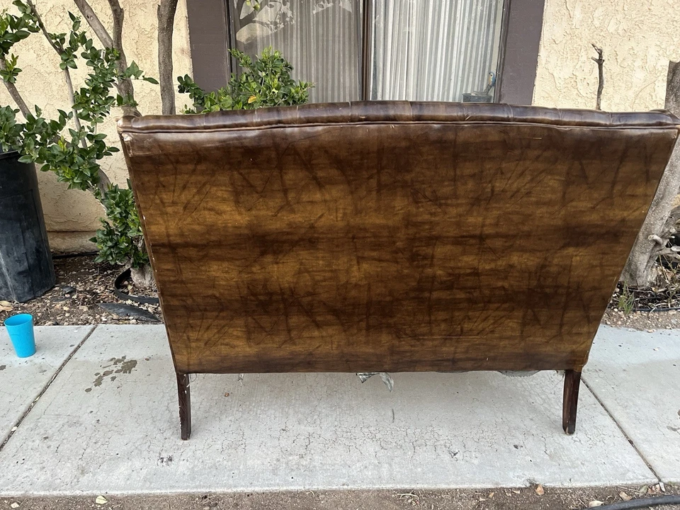Antique Leather Couch - Image 4 of 4