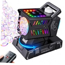 Bubble Machine with Remote Control, Auto Rotation  11 RGB Lights  Black