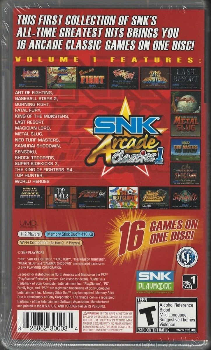 SNK Arcade Classics vol. 1 PSP (Brand New Factory Sealed US