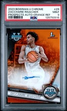 Zaccharie Risacher PSA 9 2023 Bowman Chrome U /25 1st Orange Refractor RC Auto