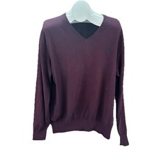 Polo Ralph Lauren Pima Cotton V-Neck Jumper - Oxblood - Green Horse -Large L