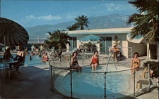 Hot Springs California Kismet Lodge swimming pool hot tub vintage postcard